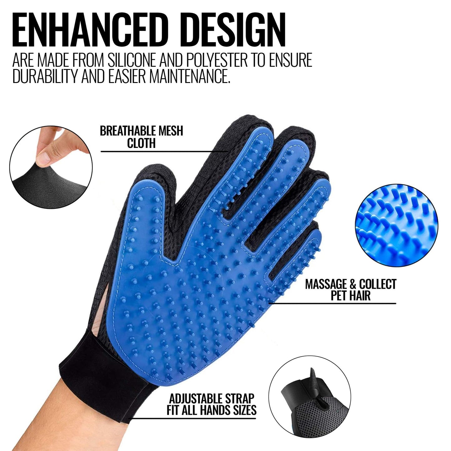 Pet Grooming Gloves – Deshedding Brush Mitt