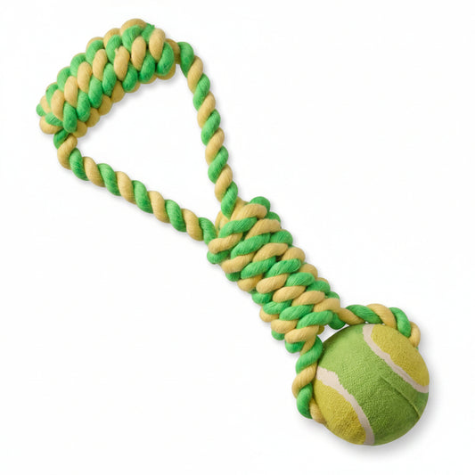  "Organic Cotton Dog Rope Toy close-up – durable natural fiber rope toy for safe chewing"